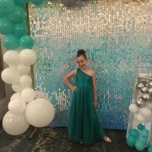 Teal One-Shoulder Gown for Girls